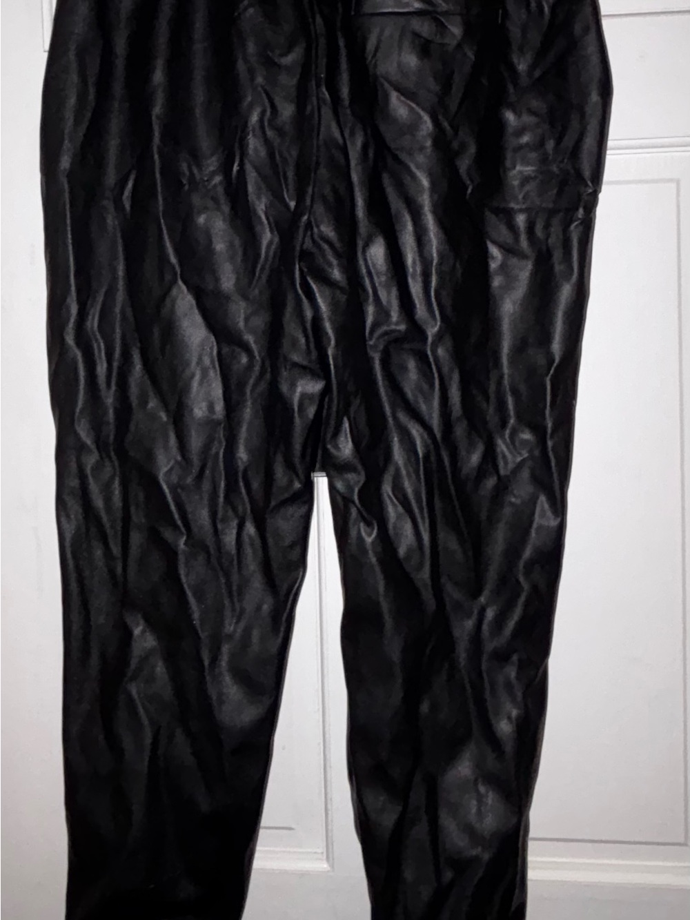 Black Faux Leather unisex Pants